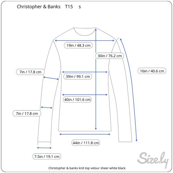 Christopher & banks knit top velour sheer white black - Picture 2 of 11